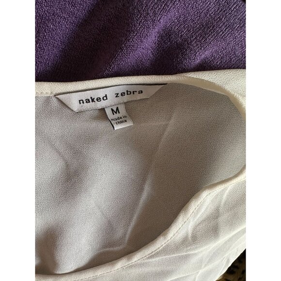 NAKED ZEBRA beige Sheer split sleeve Dolman Sleeve Top. Gently used. MED - Picture 4 of 6